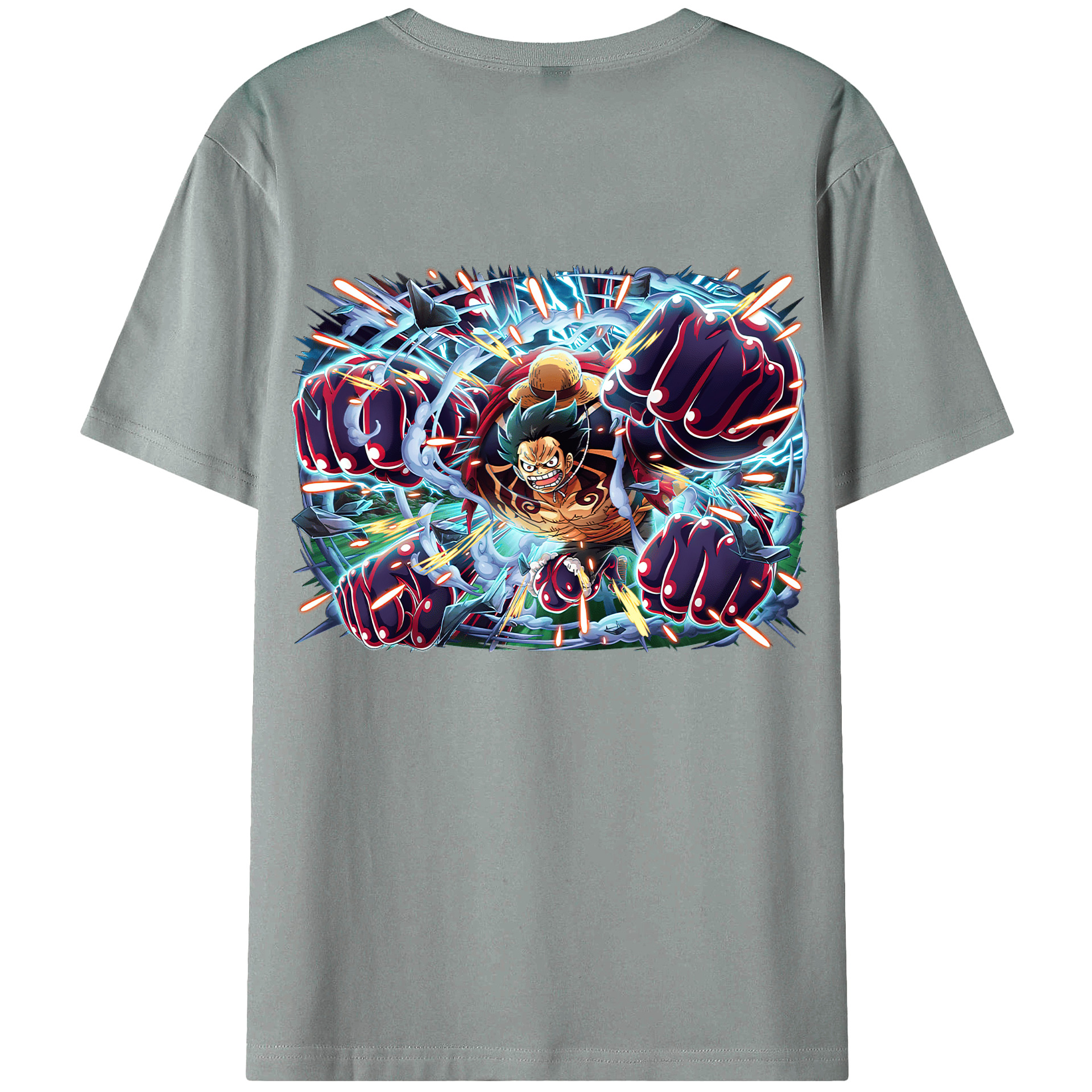 ワンピース モンキー・D・ルフィ ONE PIECE Monkey D. Luffy 綿100％ メンズ半袖Tシャツ（バックプリント） 通気性